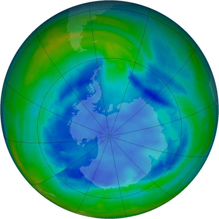 Antarctic ozone map for 18 August 2008